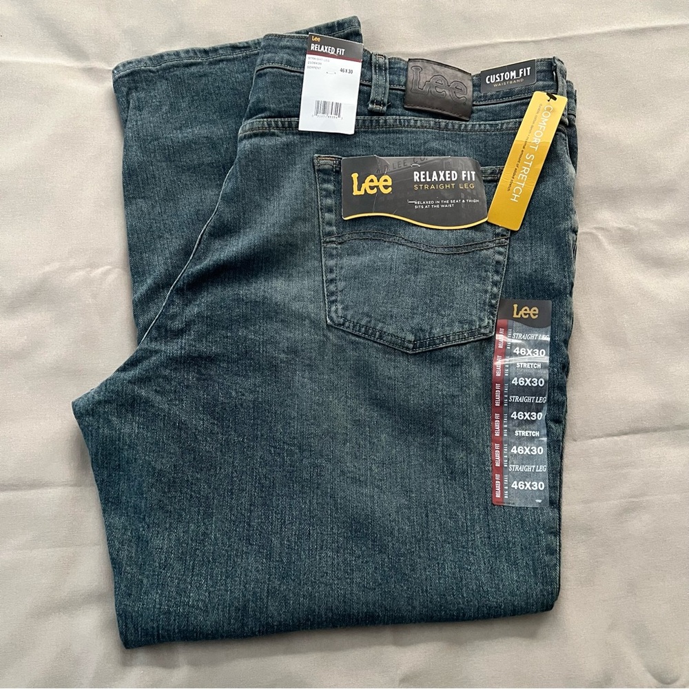 Lee Men's Relaxed Fit Straight Leg Jeans 46 x 30 - Picture 7 of 11